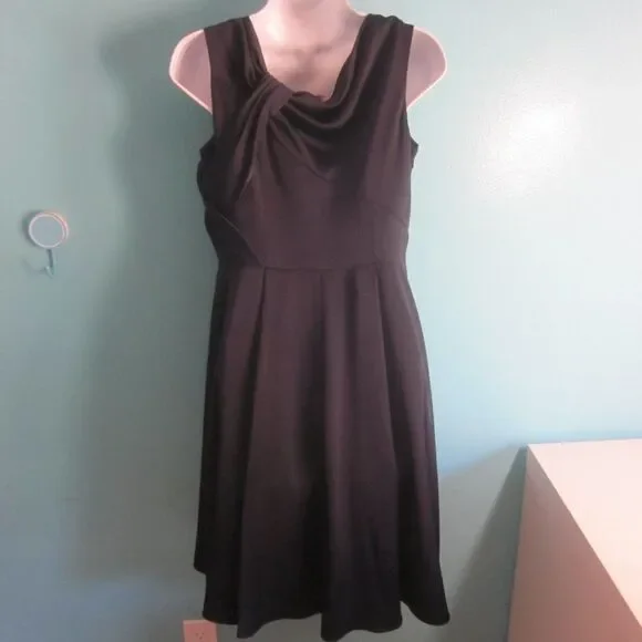 Gal Meets Glam Womens Size 6 Petite Dark Blue Twist Front Formal Midi Dress - Picture 7 of 15